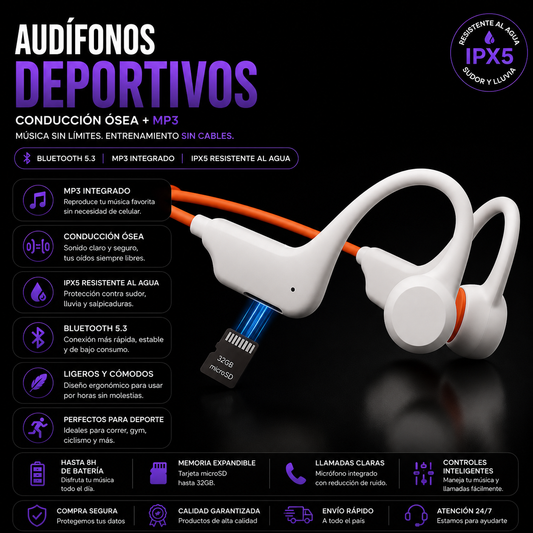 Audifonos Deportivos Conduccion Ossea Inalambricos
