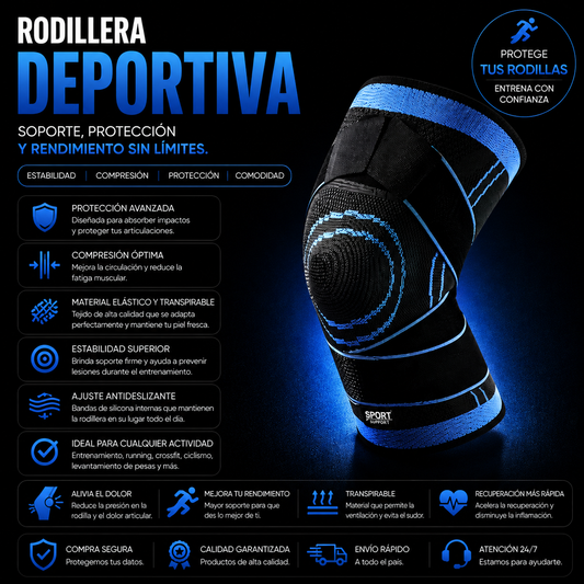Rodillera Deportiva Ajustable de Soporte